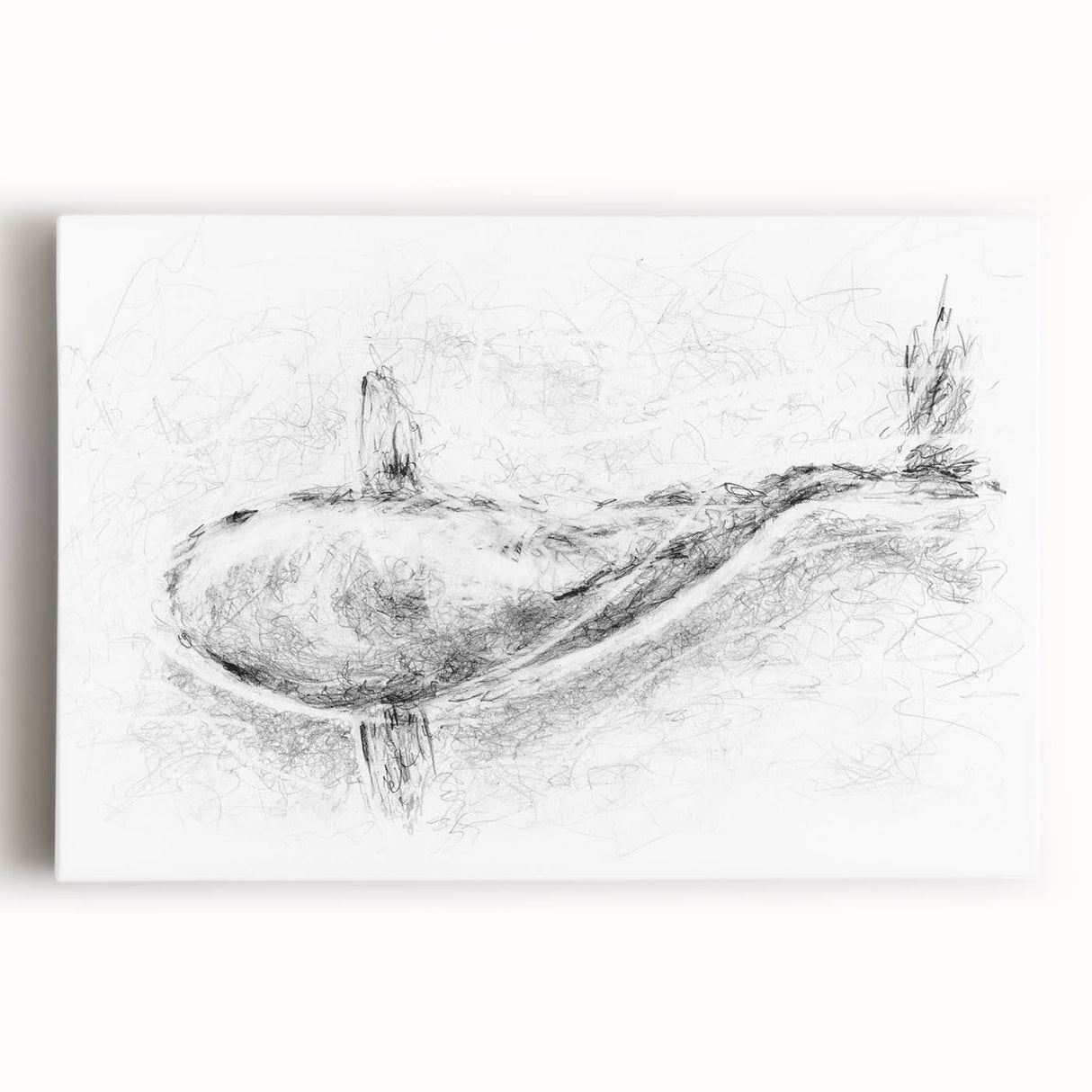 Stretched canvas wall art featuring a vibrant whale design in shades of blue and white, perfect for marine life enthusiasts and ocean-themed decor.