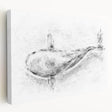 Stretched canvas wall art showcasing a serene whale design in shades of blue and white, perfect for marine life enthusiasts and coastal-themed decor.