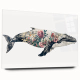 Acrylic wall art featuring a striking side view of a whale, showcasing its intricate details and vibrant colors, perfect for marine life enthusiasts and home decor.