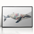 Framed wall art featuring a stunning design of marine life with a whale, showcasing intricate details and vibrant colors, ideal for ocean-themed decor.