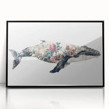 Framed wall art featuring a stunning design of marine life with a whale, showcasing intricate details and vibrant colors, ideal for ocean-themed decor.
