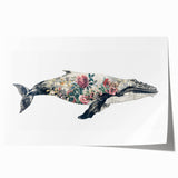 Whale-themed wall art print showcasing vibrant marine life colors and intricate design details, rolled and ready for framing in a protective tube.