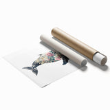 Whale-themed wall art print showcasing vibrant marine life colors, featuring a majestic whale design on high-quality paper, perfect for ocean lovers' decor.