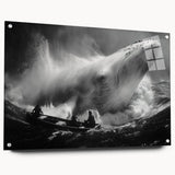 Elegant acrylic glass wall art showcasing a detailed side view of a whale design, perfect for marine life enthusiasts. Ideal for home decor, featuring pins for easy hanging.