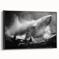 Framed wall art featuring a stunning marine life design showcasing a whale, set against a sleek black background, perfect for ocean-themed decor. Ideal for enhancing living spaces with a touch of nature.