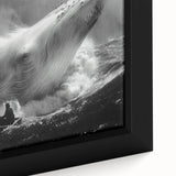 Close-up of a framed canvas wall art piece showcasing a vibrant marine life design featuring a whale, with intricate details and rich colors, perfect for ocean-themed decor.