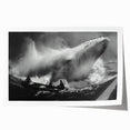 Whale-themed wall art print showcasing vibrant marine life details in blue and white, rolled and packaged securely in a cardboard tube for easy display.