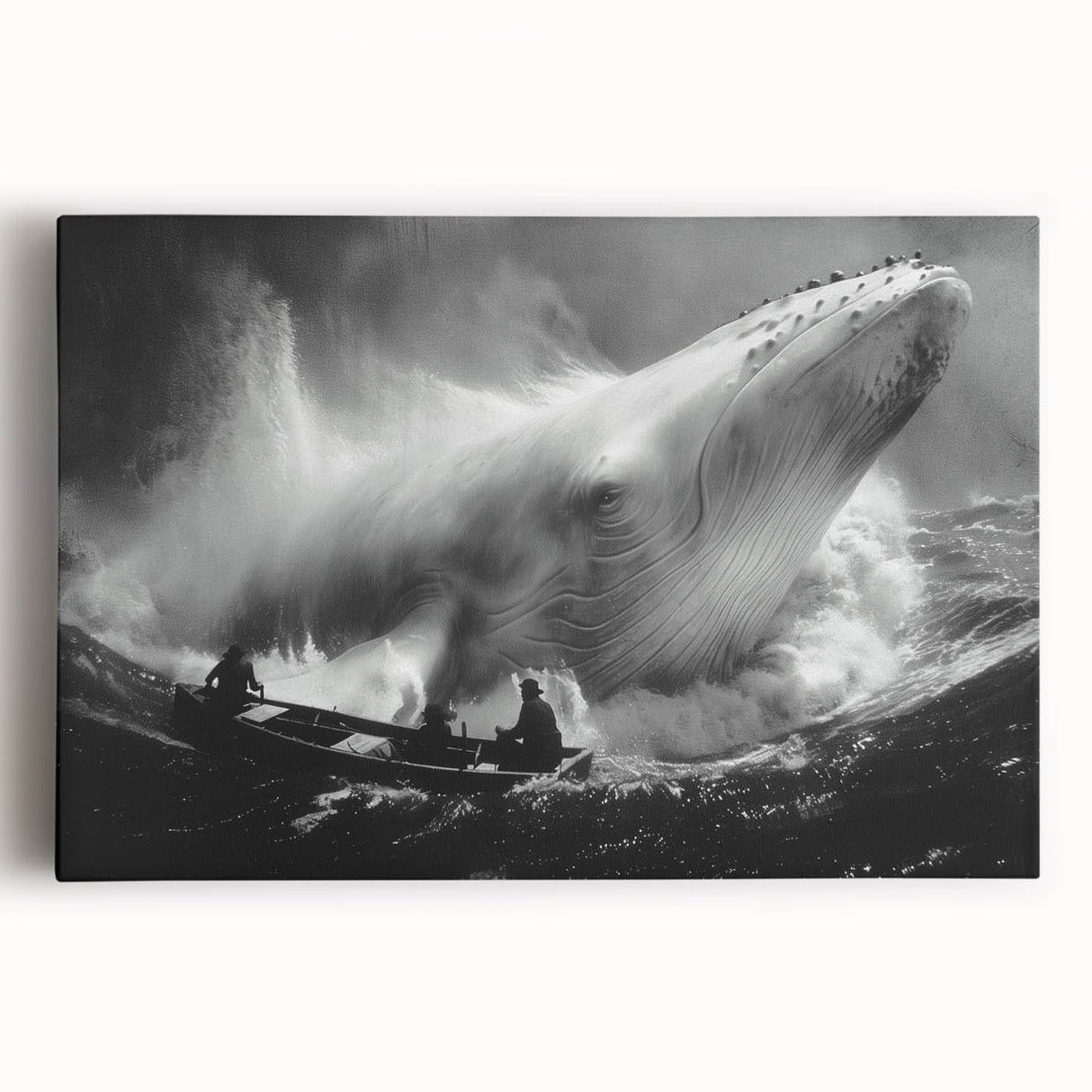 Stretched canvas wall art showcasing a vibrant marine life design featuring a majestic whale, perfect for ocean-themed decor. Ideal for enhancing living spaces with nature-inspired aesthetics.