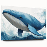 Elegant side view of a marine life-themed wall art piece showcasing a whale design, printed on acrylic glass, perfect for ocean-inspired home decor.