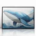 Framed wall art showcasing a detailed marine life design featuring a whale, set in a sleek black frame, perfect for ocean-themed decor.