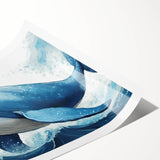 Whale-themed wall art print showcasing intricate marine life designs in vibrant blue and green hues, rolled and ready for framing, perfect for ocean lovers.