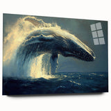 Acrylic wall art featuring a stunning marine life design of a whale, showcasing vibrant blues and intricate details, ideal for ocean-themed decor and nature lovers.