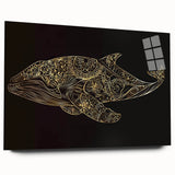 Acrylic wall art design showcasing a majestic whale in a vibrant marine life theme, viewed from the side, ideal for ocean lovers and home decor enhancement.