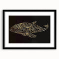 Framed wall art featuring a beautiful whale design in a marine life theme, presented in a black frame with a mat, ideal for ocean lovers' decor.