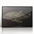 Framed wall art featuring a striking design of a whale in marine life, with a sleek black frame that enhances the vibrant ocean colors, perfect for ocean-themed decor.