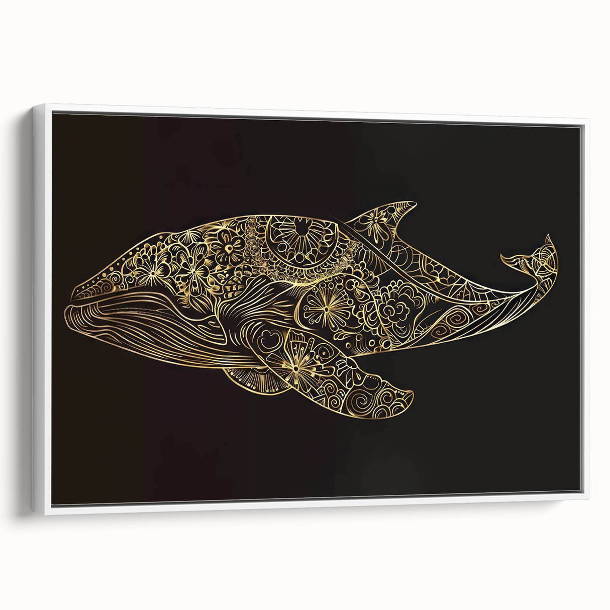 Framed canvas wall art featuring a beautifully designed marine life whale in a serene blue color palette, showcasing intricate details and textures. Ideal for ocean-themed decor, this piece adds a touch of elegance to any space, enhancing the ambiance with its calming imagery.