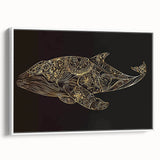Framed canvas wall art featuring a beautifully designed marine life whale in a serene blue color palette, showcasing intricate details and textures. Ideal for ocean-themed decor, this piece adds a touch of elegance to any space, enhancing the ambiance with its calming imagery.