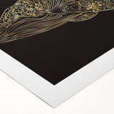 Rolled canvas wall art showcasing a vibrant marine life design featuring a majestic whale, perfect for ocean-themed decor, presented in protective cardboard packaging.