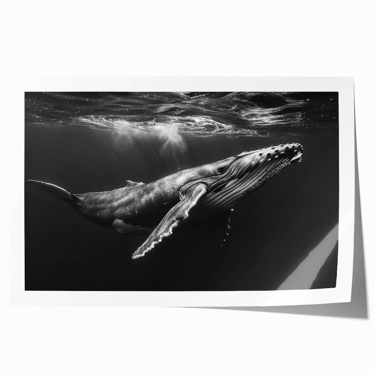 Vibrant marine life wall art featuring a majestic whale design, printed on high-quality canvas, showcasing intricate details and rich colors, perfect for ocean-themed decor.