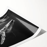 Whale-themed wall art print showcasing vibrant marine life colors, rolled for easy display, perfect for ocean lovers and home decor enthusiasts.