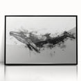 Framed acrylic wall art showcasing a detailed marine life design featuring a majestic whale, set against a sleek black frame, ideal for ocean-themed home decor.