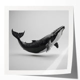 Whale-themed wall art design showcasing intricate marine life details, printed on glossy canvas, ideal for coastal or nautical home decor.