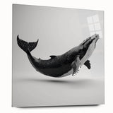 Acrylic glass wall art showcasing a vibrant marine life design featuring a whale in a dynamic side view, perfect for ocean-themed decor.