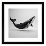 Framed wall art collection featuring a striking black mat and marine life whale design, ideal for ocean-themed decor, showcasing intricate details and vibrant colors.