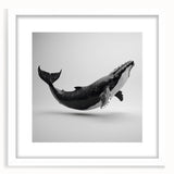 Whale-themed wall art collection featuring a framed design with a white mat, showcasing vibrant marine life elements and a contemporary aesthetic, perfect for ocean lovers.