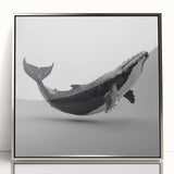 Framed wall art collection featuring a stunning whale design, showcasing vibrant marine life colors with a sleek silver frame, perfect for ocean-themed decor.