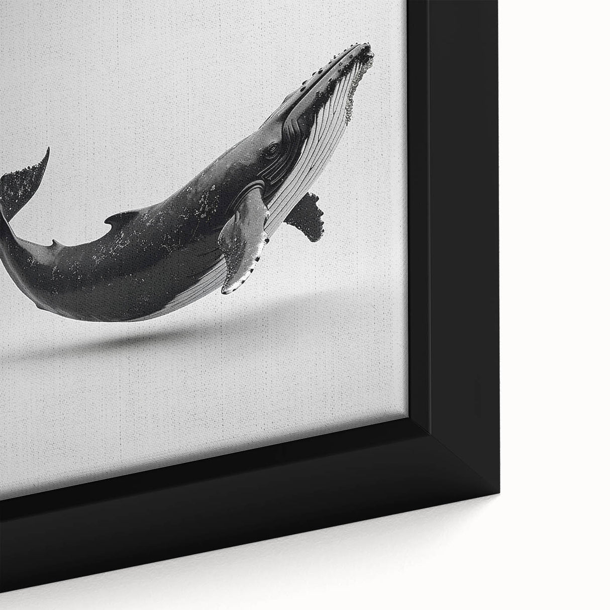 Framed canvas wall art showcasing a vibrant marine life design featuring a majestic whale in a colorful underwater scene, ideal for ocean-themed decor.
