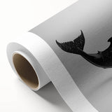 Whale-themed rolled canvas wall art design showcasing vibrant marine life, featuring rich blue and green hues, perfect for ocean-inspired decor.