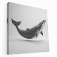Stretched canvas wall art featuring a serene whale design, showcasing intricate marine life details with calming blue and white tones, perfect for ocean-themed decor.
