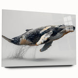 Acrylic wall art showcasing a stunning marine life design featuring a whale in a dynamic side view, highlighting vibrant colors and intricate details, perfect for ocean-themed decor.
