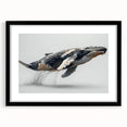 Black-framed wall art collection featuring a stunning marine life design with a whale motif, elegantly matted for enhanced presentation, perfect for ocean-themed decor.