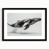 Black-framed wall art collection featuring a stunning marine life design with a whale motif, elegantly matted for enhanced presentation, perfect for ocean-themed decor.