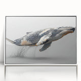 Framed wall art showcasing a marine life design featuring a whale, set against a white background, perfect for ocean-themed decor. Ideal for enhancing coastal interiors.
