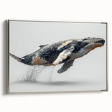 Framed wall art featuring a striking silver-side view design of a whale, showcasing intricate marine life details perfect for ocean-themed decor. Ideal for adding elegance to any space.