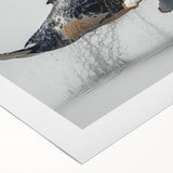 Vibrant rolled canvas wall art showcasing a majestic blue whale swimming amidst colorful marine life, perfect for ocean-themed decor. Textured surface enhances visual appeal.