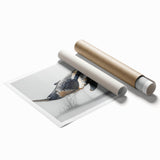 Whale design wall art print showcasing vibrant marine life in shades of blue and green, rolled and ready for framing, perfect for ocean-themed decor.