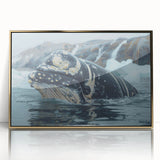 Framed acrylic wall art showcasing a stunning whale design in a gold frame, highlighting marine life elegance. Perfect for ocean-themed decor enthusiasts seeking unique home accents.