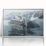 Framed wall art collection featuring a vibrant marine life design with a whale, displayed in a sleek white frame, perfect for ocean-themed decor.