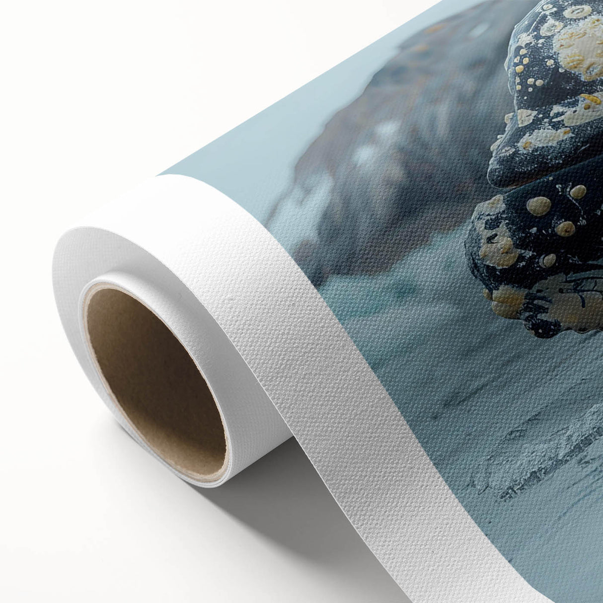 Whale-themed rolled canvas wall art showcasing vibrant ocean colors and intricate marine life details, perfect for coastal decor enthusiasts.