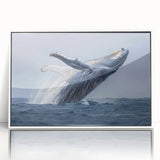 Framed acrylic wall art collection featuring a stunning whale design, showcasing vibrant marine life colors and intricate details, perfect for ocean-themed decor.