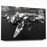 Acrylic glass wall art showcasing a detailed marine life design featuring a majestic whale, displayed from a side view, perfect for ocean-themed decor.