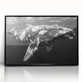 Framed acrylic wall art showcasing a striking marine life design featuring a whale, set against a black background, perfect for ocean-themed decor.