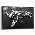 Framed canvas wall art showcasing a stunning whale design in a marine life theme, featuring a black frame for an elegant side view display, perfect for ocean lovers.