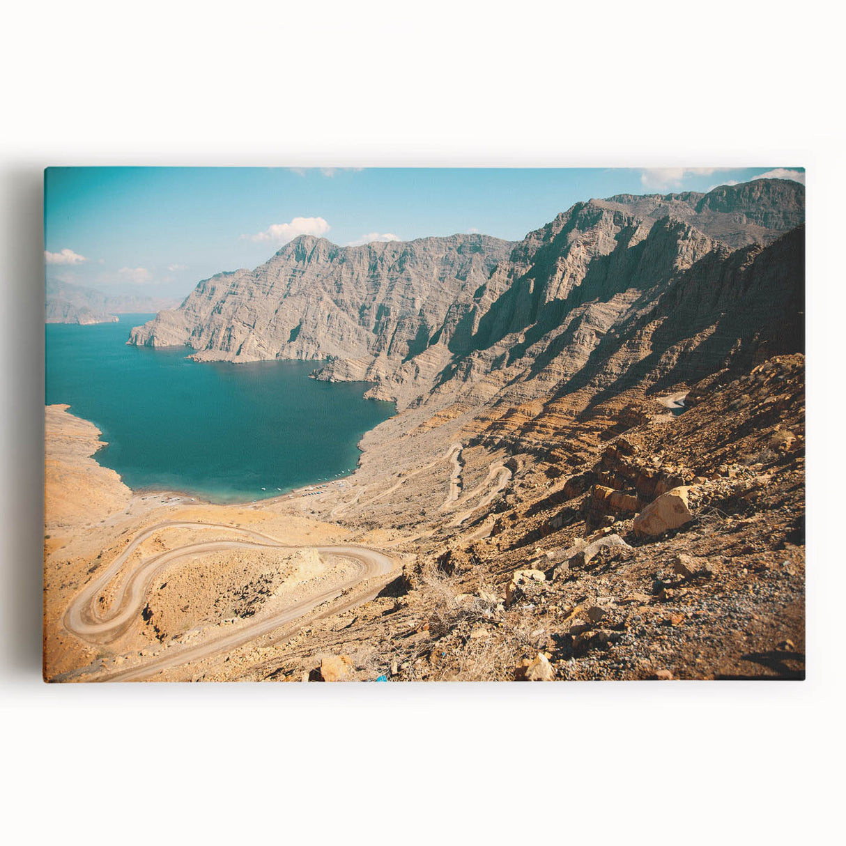 Large black and white stretched canvas featuring a detailed map of the Middle East, ideal for kitchen wall art.
