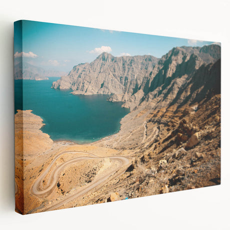 Middle Eastern cityscape on large stretched canvas, featuring earthy tones, ideal for kitchen wall art.
