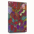 Large abstract wall art on acrylic glass, featuring bold geometric shapes in vibrant colors.